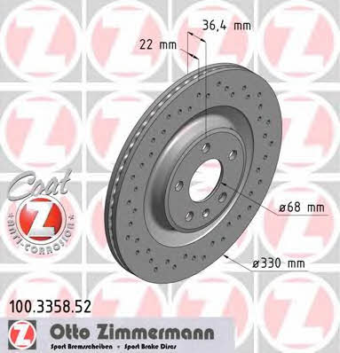Otto Zimmermann 100.3358.52 Rear ventilated brake disc 100335852