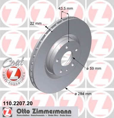 Otto Zimmermann 110.2207.20 Front brake disc ventilated 110220720