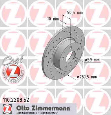 Otto Zimmermann 110.2208.52 Brake disc 110220852
