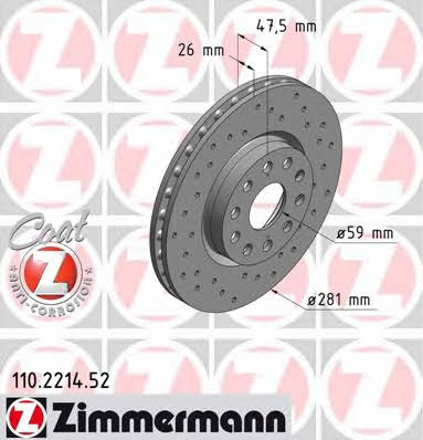 Otto Zimmermann 110.2214.52 Brake disc 110221452