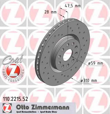 Otto Zimmermann 110.2215.52 Brake disc 110221552