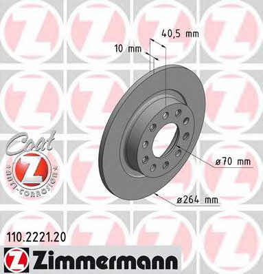 Otto Zimmermann 110.2221.20 Rear brake disc, non-ventilated 110222120