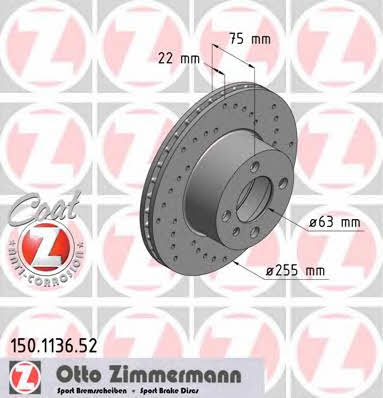 Otto Zimmermann 150.1136.52 Brake disc 150113652