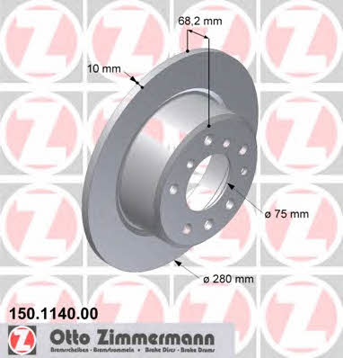 Otto Zimmermann 150.1140.00 Rear brake disc, non-ventilated 150114000