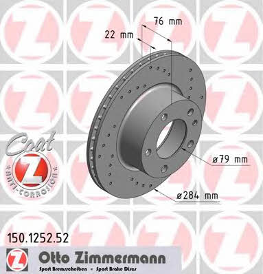Otto Zimmermann 150.1252.52 Front brake disc ventilated 150125252
