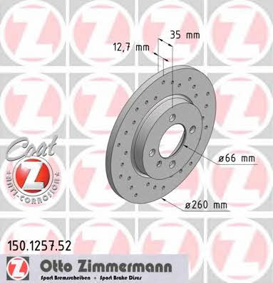 Otto Zimmermann 150.1257.52 Brake disc 150125752