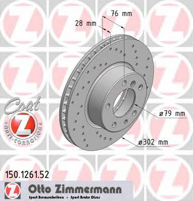 Otto Zimmermann 150.1261.52 Front brake disc ventilated 150126152