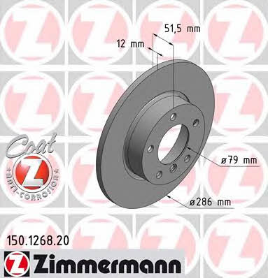 Otto Zimmermann 150.1268.20 Unventilated front brake disc 150126820