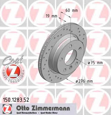Otto Zimmermann 150.1283.52 Rear ventilated brake disc 150128352