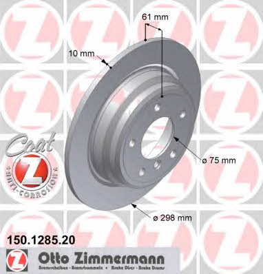 Otto Zimmermann 150.1285.20 Rear brake disc, non-ventilated 150128520