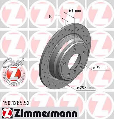 Otto Zimmermann 150.1285.52 Rear brake disc, non-ventilated 150128552