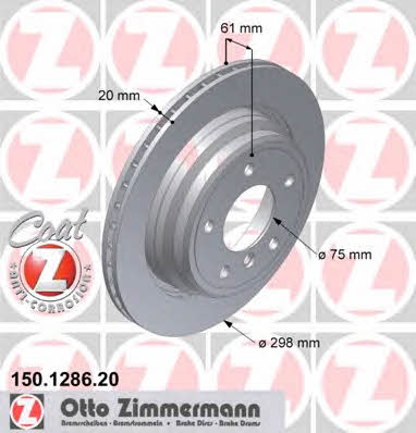 Otto Zimmermann 150.1286.20 Rear ventilated brake disc 150128620