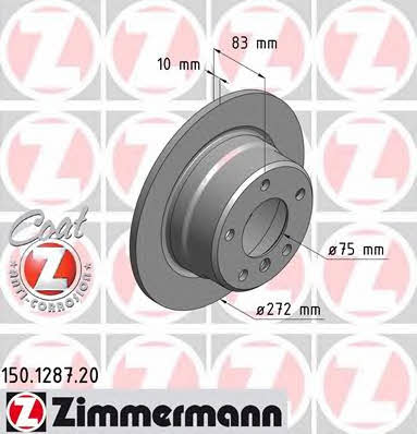 Otto Zimmermann 150.1287.20 Rear brake disc, non-ventilated 150128720