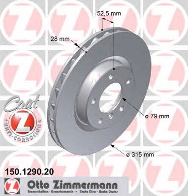Otto Zimmermann 150.1290.20 Brake disc 150129020