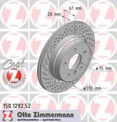 Otto Zimmermann 150.1292.52 Rear ventilated brake disc 150129252