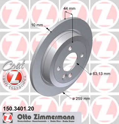Rear solid brake disc Otto Zimmermann 150.3401.20