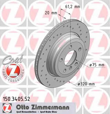 Otto Zimmermann 150.3405.52 Rear ventilated brake disc 150340552