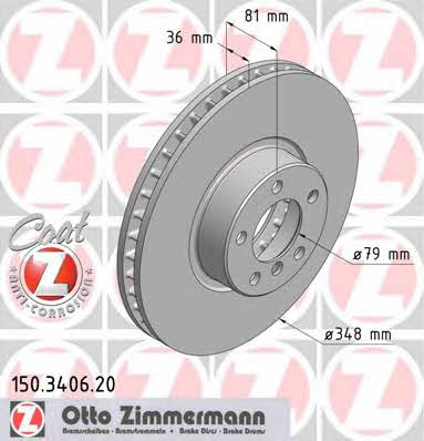 Otto Zimmermann 150.3406.20 Front brake disc ventilated 150340620