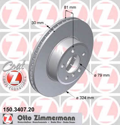 Otto Zimmermann 150.3407.20 Front brake disc ventilated 150340720