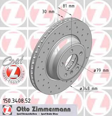 Otto Zimmermann 150.3408.52 Front brake disc ventilated 150340852