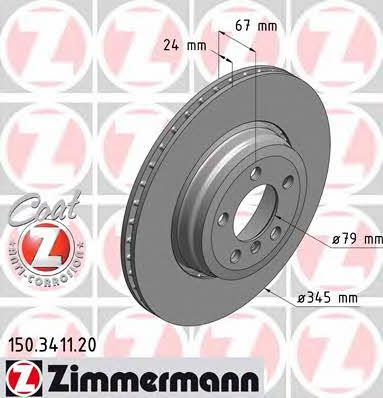 Otto Zimmermann 150.3411.20 Rear ventilated brake disc 150341120