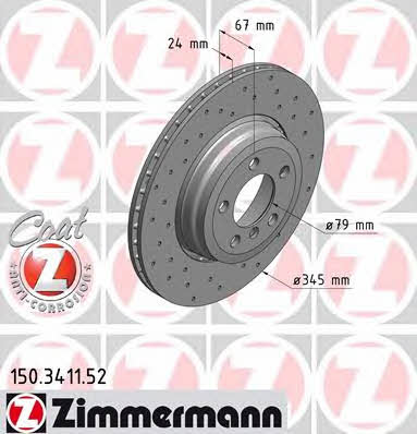 Otto Zimmermann 150.3411.52 Rear ventilated brake disc 150341152