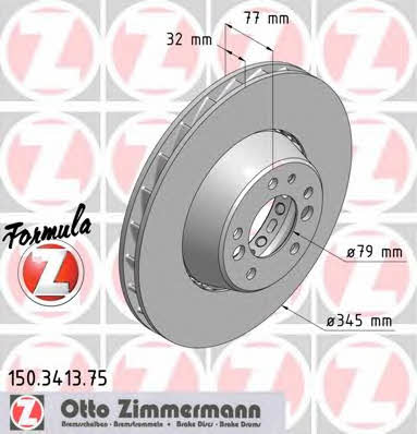 Otto Zimmermann 150.3413.75 Front brake disc ventilated 150341375