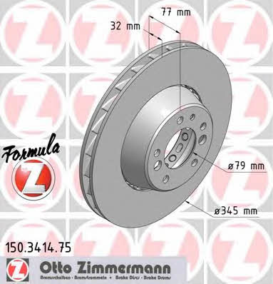 Otto Zimmermann 150.3414.75 Front brake disc ventilated 150341475