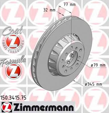 Otto Zimmermann 150.3415.75 Front brake disc ventilated 150341575