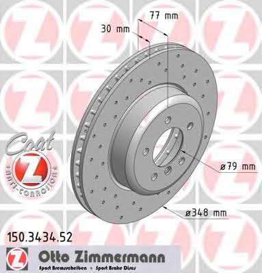 Otto Zimmermann 150.3434.52 Front brake disc ventilated 150343452