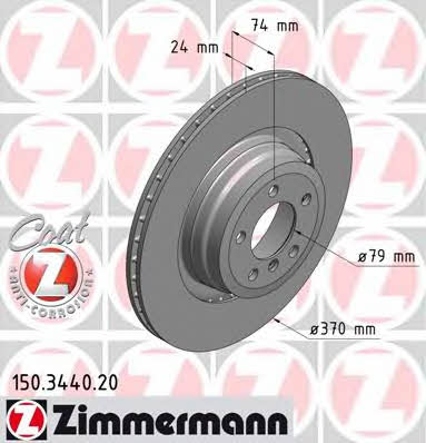 Otto Zimmermann 150.3440.20 Rear ventilated brake disc 150344020