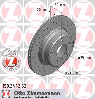 Otto Zimmermann 150.3443.52 Rear ventilated brake disc 150344352