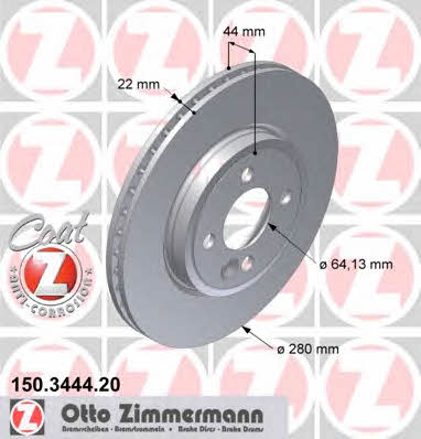 Otto Zimmermann 150.3444.20 Front brake disc ventilated 150344420