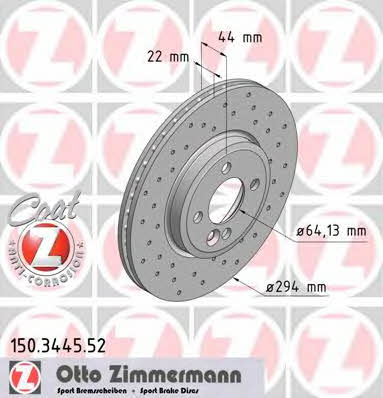 Otto Zimmermann 150.3445.52 Front brake disc ventilated 150344552