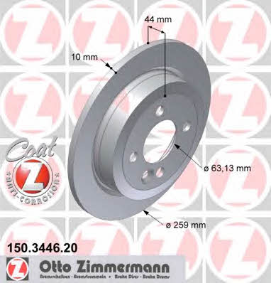 Otto Zimmermann 150.3446.20 Rear brake disc, non-ventilated 150344620