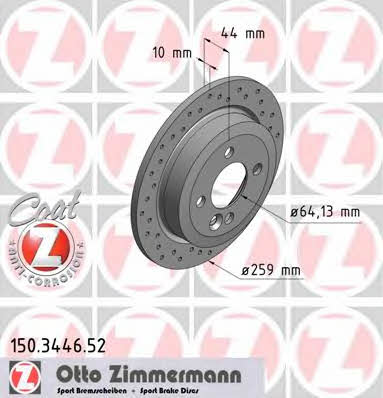 Otto Zimmermann 150.3446.52 Rear brake disc, non-ventilated 150344652