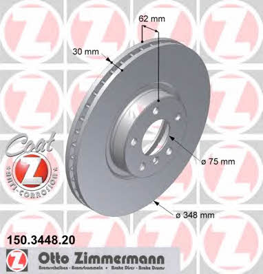 Otto Zimmermann 150.3448.20 Front brake disc ventilated 150344820