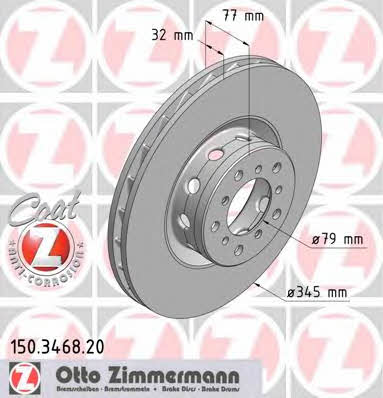 Otto Zimmermann 150.3468.20 Ventilated front left brake disc 150346820