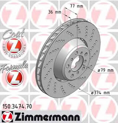 Otto Zimmermann 150.3474.70 Front brake disc ventilated 150347470