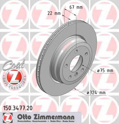 Otto Zimmermann 150.3477.20 Rear ventilated brake disc 150347720