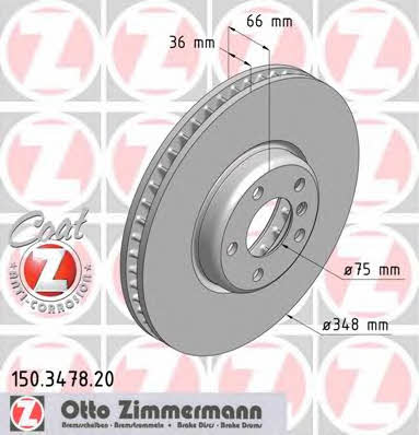 Otto Zimmermann 150.3478.20 Front brake disc ventilated 150347820