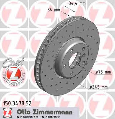 Front vented brake disc Otto Zimmermann 150.3478.52