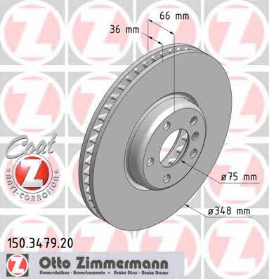 Otto Zimmermann 150.3479.20 Front brake disc ventilated 150347920