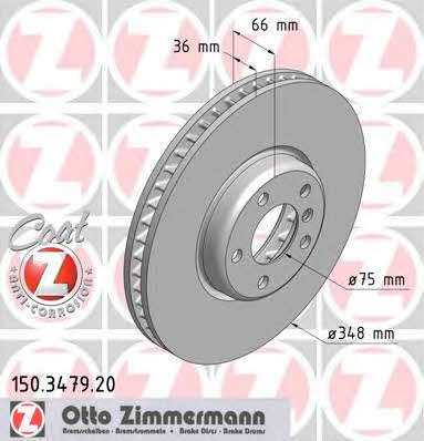 Front vented brake disc Otto Zimmermann 150.3479.20