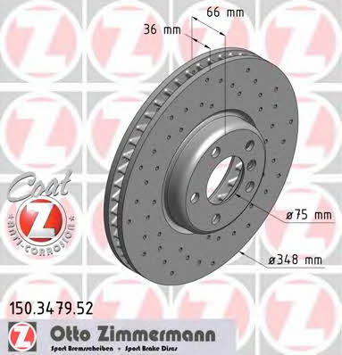 Otto Zimmermann 150.3479.52 Front brake disc ventilated 150347952