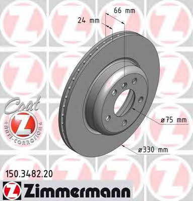 Otto Zimmermann 150.3482.20 Front brake disc ventilated 150348220