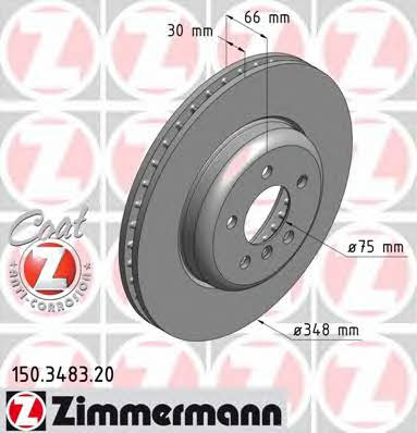 Otto Zimmermann 150.3483.20 Front brake disc ventilated 150348320