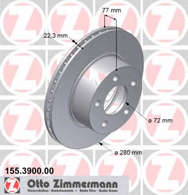 Otto Zimmermann 155.3900.00 Front brake disc ventilated 155390000