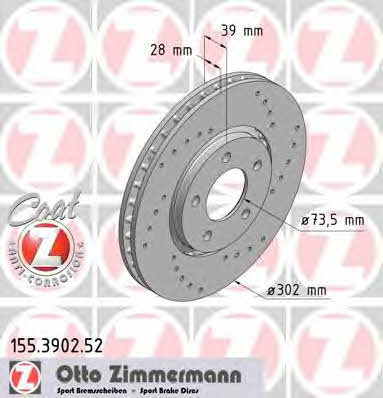 Otto Zimmermann 155.3902.52 Front brake disc ventilated 155390252