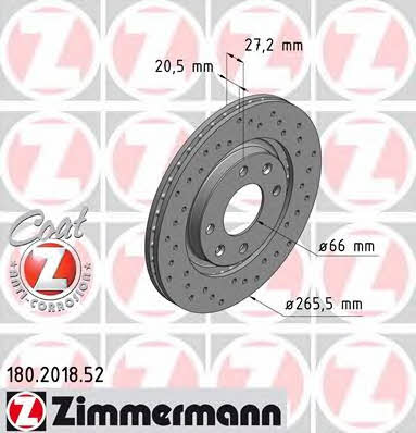 Otto Zimmermann 180.2018.52 Front brake disc ventilated 180201852